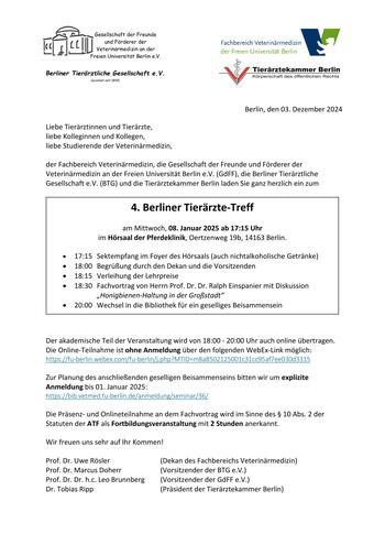  	 Einladung und Programmplan Tierärztetreff 2025 (PDF; 282 kB)